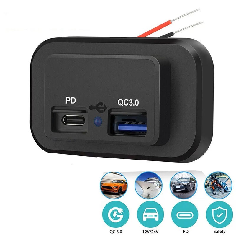 Bluejw Dual USB Car Charger Adapter, PD Type C & QC 3.0 Fast Charging Port, Automobile Charger for Phones & Trucks - Image 4
